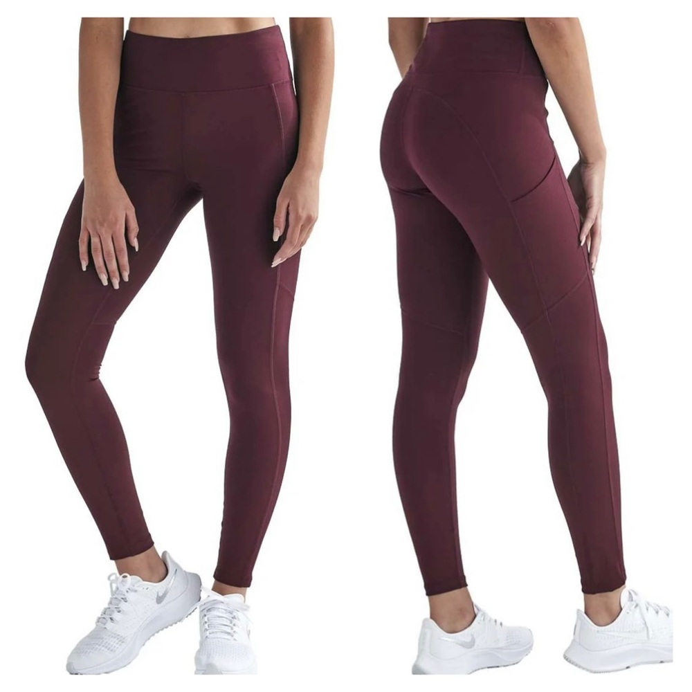 Fornia Performance Pocket Legging Burgundy Full Length in Small